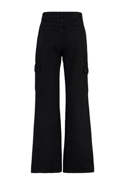 Siyah Kargo Cepli Yuksek Bel Wide Leg Jeans TWOAW22JE0393 - Trendyolmilla фото 14