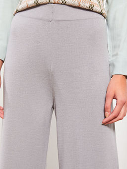 Kad?n Beli Lastikli D?z Triko Pantolon