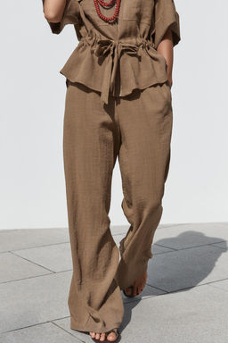 RUSTIC WIDE-LEG TROUSERS - Zara фото 4