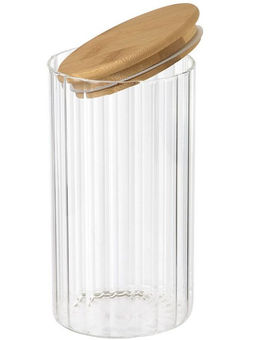 Банка из рельефного стекла, AROMA RIVIERA, объём: 1300 мл, с крышкой из бамбука арт.108281 /MALLONY/  фото 5