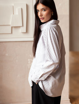 VILATTE / Блузка в полоску с цельнокроеной проймой  фото 5