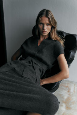 FALDA MIDI PUNTO / Gris - Zara фото 4