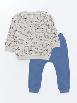 Bisiklet Yaka Erkek Bebek Sweatshirt ve Pantolon 2li Tak?m