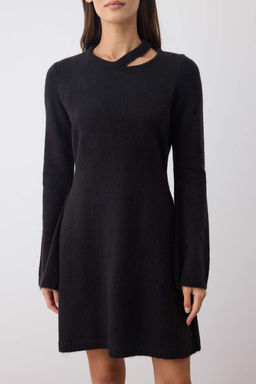 Siyah A-line Mini Triko Yunlu Basic Elbise TWOAW26EL00028 - Trendyolmilla фото 3