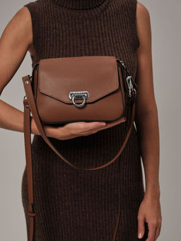 Сумка кожаная через плечо Azaro 3684 темный орех