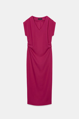 VESTIDO MIDI PLIEGUES / Fucsia oscuro - Zara фото 7