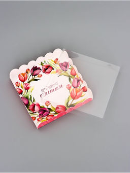 Цена за 5 шт. Коробка для печенья, Тюльпаны, 18?18?3 см