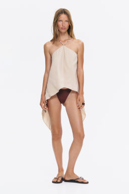 Top en mezcla de lino con panel drapeado - H&m фото 2