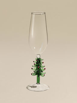 Бокал для шампанского SL-Home «Ёлочный», 250 мл, 6×23.6 см, стекло, прозрачный, зелёный