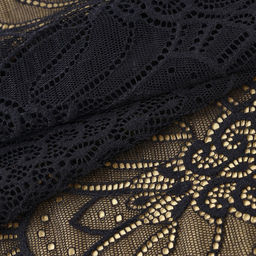 Кружевная эластичная ткань, 185 мм, 2.7±0.5 м, чёрная