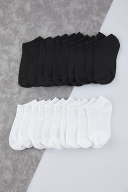 TRENDYOL MAN Siyah-Beyaz Unisex 20li Pamuklu K?sa Boy/Gorunmez/Patik Corap TMNSS25CO00018 - Trendyolmilla фото 4