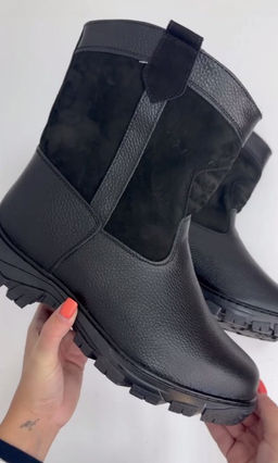 Мини-монголки мужские черные, литая подошва натуральная кожа - Мирунт фото 20