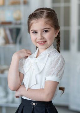 Ирма, блузка трикотажная ванильный/122-60-54 - Alolika фото 2