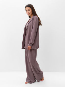 Костюм женский (рубашка, брюки, топ) KAFTAN Base, размер 50, кофейный