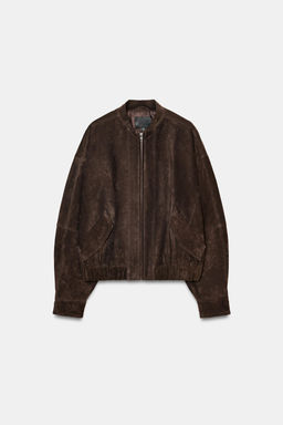 100% SUEDE BOMBER JACKET - Zara фото 6