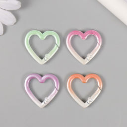 Цена за 4 шт. Карабин металл Сердце градиент МИКС 2,5х2,6 см - Арт узор фото 2