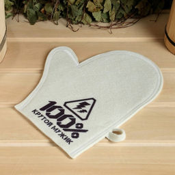 Набор для бани с принтом 100% крутой мужик, 5 предметов: шапка, рукавица, портфель, мочалка, коврик, Добропаровъ