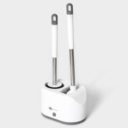 Ёршик для унитаза SAVANNA, силиконовый с щёткой, 18.9×12×40.5 см, белый