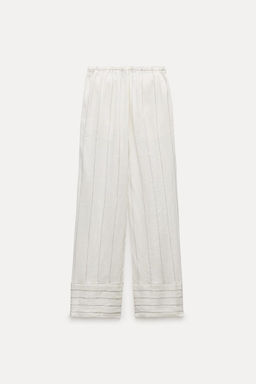 STRIPED 100% LINEN TROUSERS - Zara фото 6