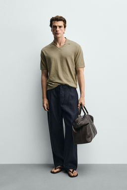 POLO PUNTO REGULAR FIT ALGOD?N - LINO / Musgo