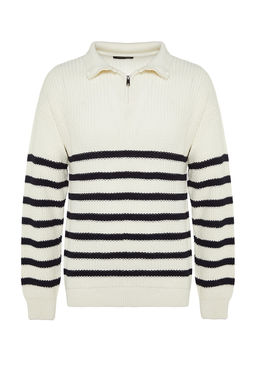 Trendyolmilla Man Lacivert Casual Unisex Regular Fit Fermuarl? Bal?kc? Yaka Tuylenmeyen Triko Kazak TMNAW24KZ00001  фото 6