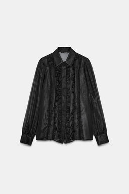 SEMI-SHEER SHIRT WITH RUFFLES AND BEADS - Zara фото 6
