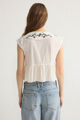 Beyaz Nak?sl? Crinkle Dokuma Kumas Dokuma Bluz TWOSS25BZ00108 - Trendyolmilla фото 5