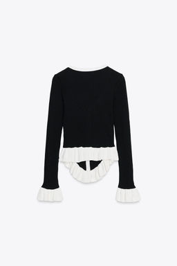 CONTRAST RUFFLE CARDIGAN - Zara фото 6