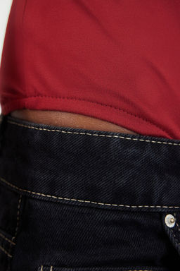 Bordo Fitted/Vucuda Oturan Uzun Kollu Dik Yaka Esnek C?tc?tl? Orme Body TWOAW25BD00003 - Trendyolmilla фото 4