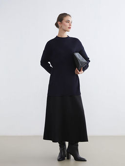 Dik Yaka Oversize Kad?n Triko Tunik