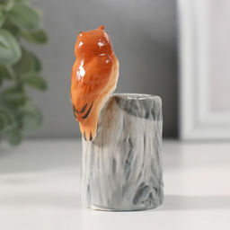 Фигурка - подставка для зубочисток керамика «Филин на пне», 3.7×4.5×8 см