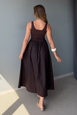 Kahverengi Belden Ac?lan Dokuma Maxi Elbise TWOSS25EL00868 - Trendyolmilla фото 3