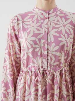 Hakim Yaka ?i?ekli Kad?n G?mlek Elbise