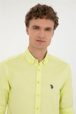 U. S. Polo Assn / Мужская неоново-желтая базовая рубашка с длинным рукавом - U.s. polo assn фото 2