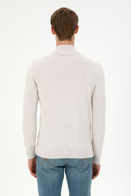 Erkek Slim Fit Yar_m Bal_k__ Yaka Ta_ Melanj Basic Kazak - U.s. polo assn фото 12
