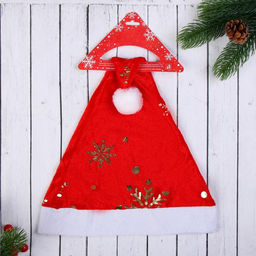 Цена за 3 шт. Колпак новогодний Сияющие снежинки 28х36 см, красный - Зимнее волшебство фото 3