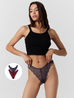 Цена за 2 штуки! Трусы женские слипы мультипак (2 шт.) в серо-синем цвете