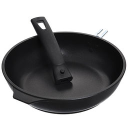 Сковорода с тефлоновым покрытием д22см Традиция, h5см, съемная ручка из термостойкого пластика 16,5см, стеклянная жаропрочная крышка (Россия) - Домашняя мода фото 3