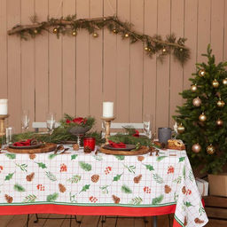 Скатерть новогодняя Доляна New Year 146х180см, 100% хлопок, рогожка 164 г/м2