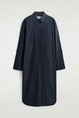 VESTIDO CAMISERO DE ALGOD?N CON MANGAS CURVADAS