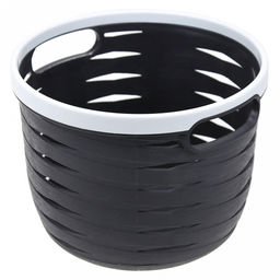 "Домашняя мода" Корзина пластмассовая для хранения "Плетенка-Волна" д18,5см h14см, с ручками, графит (Китай)