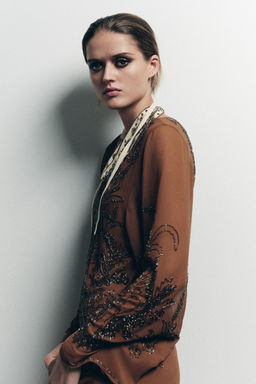 LIMITED EDITION BEADED GEORGETTE DRESS - Zara фото 2