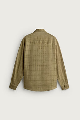 CAMISA RELAXED FIT JACQUARD CUADROS LINO - ALGOD?N / Khaki claro - Zara фото 8
