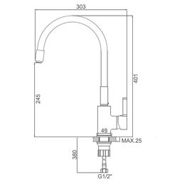 Смеситель для кухни Accoona А9890F, однорычажный, силиконовый излив, черный/хром