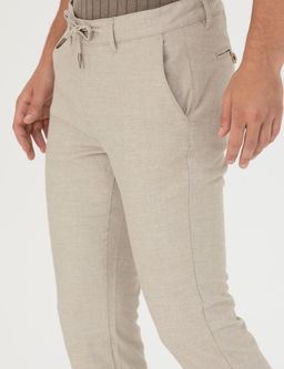 Bej Slim Fit Ba_c_kl_ Kanvas Pantolon