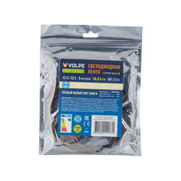ULS-Q221 5050-60LED/m-10mm-IP20-DC12V-14,4W/m-5M-3000K Гибкая светодиодная лента на самоклеящейся основе. Катушка 5 м. в герметичной упаковке. Теплый белый свет(3000K). ТМ Volpe.