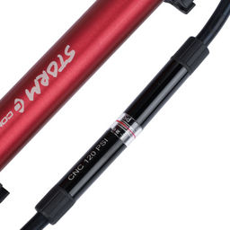 Насос для велосипеда ручной COMIRON STORM, алюминиевый цилиндр стальная складная ножка ручка и основание литой пластик Presta-Schrader, 11 бар /уп 50/ - Галеонтрейд фото 5