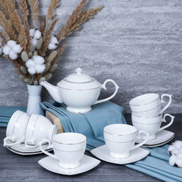 Чайный набор 13 предметов 260 мл 900 мл на ножке / GA2-13G /уп 4/ костяной фарфор - Галеонтрейд фото 3