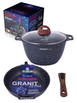 Набор кухонной посуды Kukmara Granit Ultra 16 предметов синий  фото 2