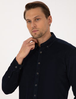 Lacivert Regular Fit Uzun Kollu G_mlek